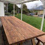 New Long dining table for 16 and benches